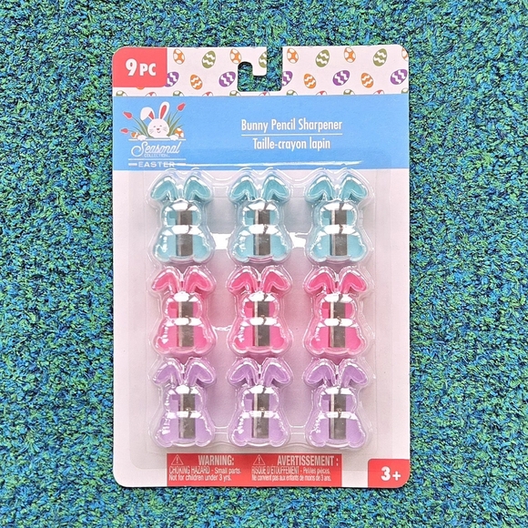 Peeps 4' Inflatable Rainbow Bunny Decoration w/bonus 9 Bunny Pencil Sharpeners - Picture 3 of 3